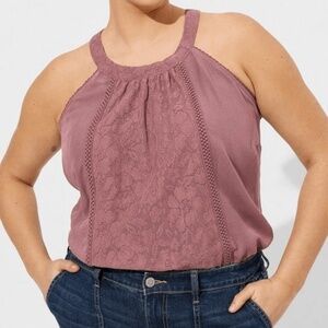 Torrid Mixed Lace Details Halter Top NWT